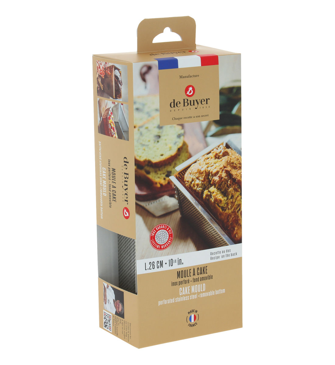 Moule à cake rectangulaire perforé - fond amovible, DE BUYER