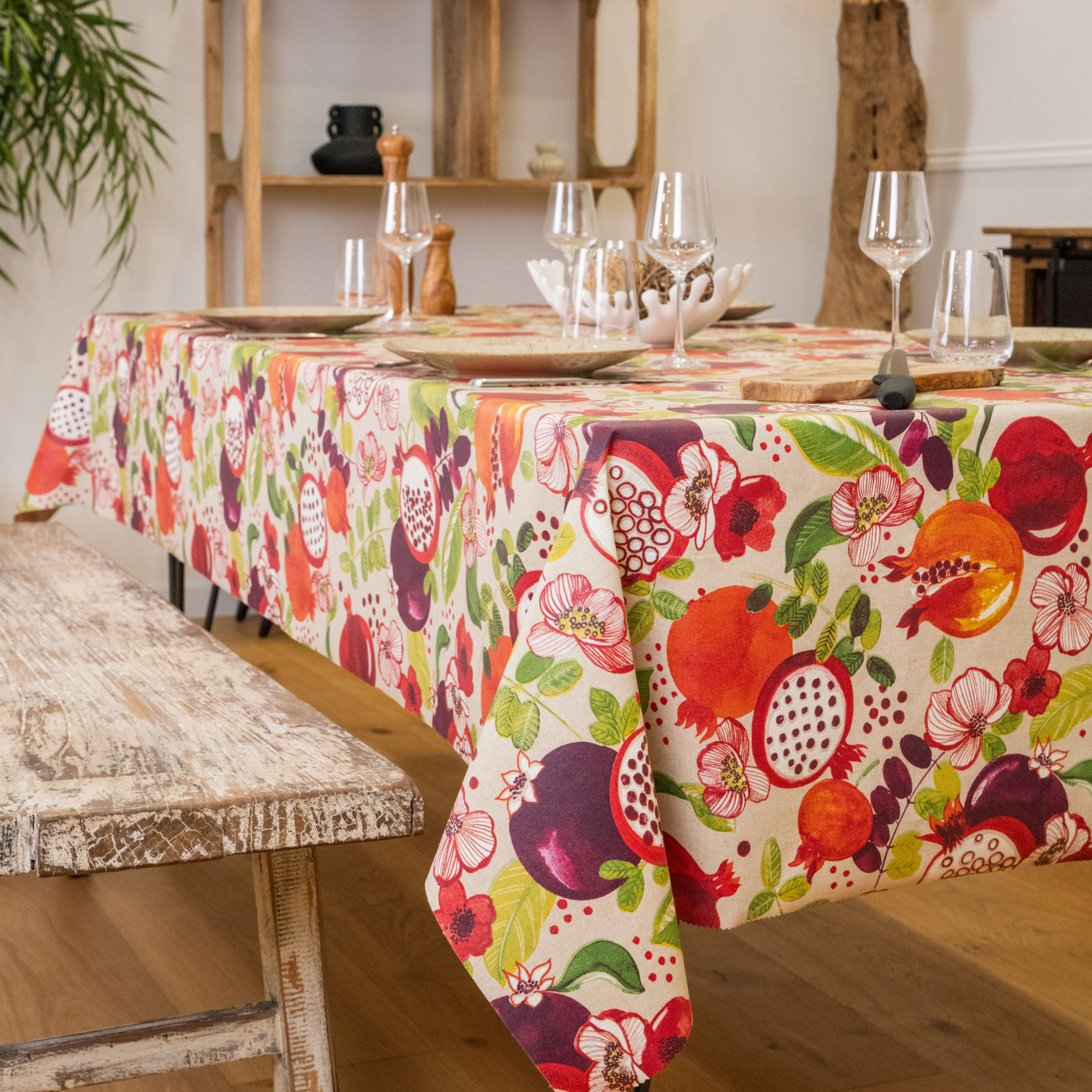 Nappe rectangle enduite motif fruits, SUD ETOFFE