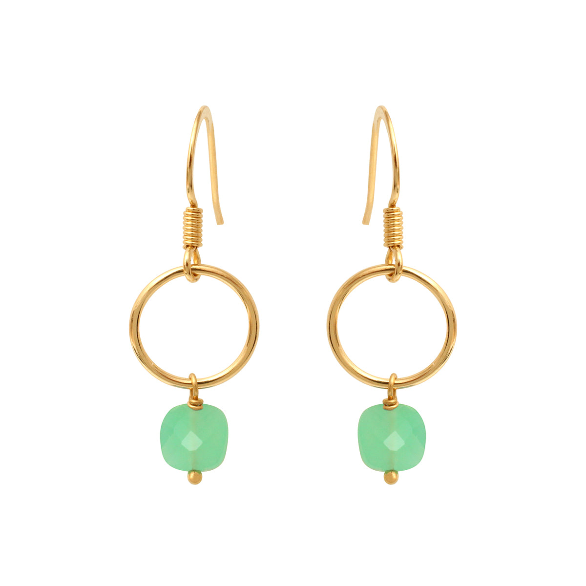 Boucles d'oreilles chrysoprase dorées - fidji, CAROLINE NAJMAN
