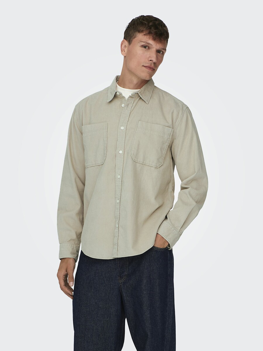 Surchemise avec poches poitrine, en coton, Alp, ONLY & SONS