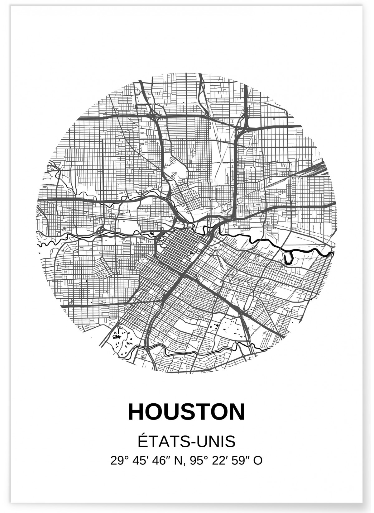 Affiche Carte Houston, L'AFFICHERIE