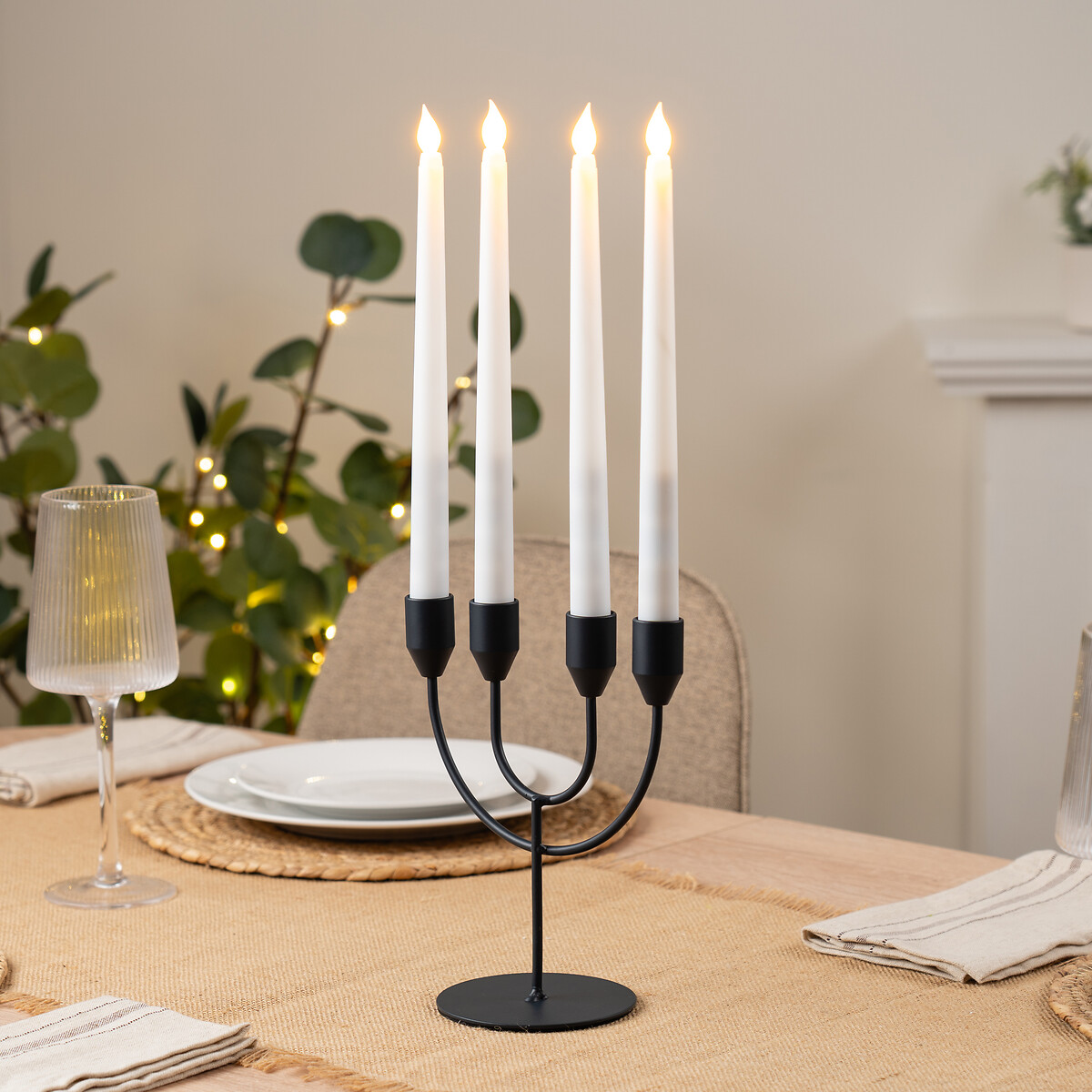 20.5cm Black 4-Arm Candle Holder, SO'HOME