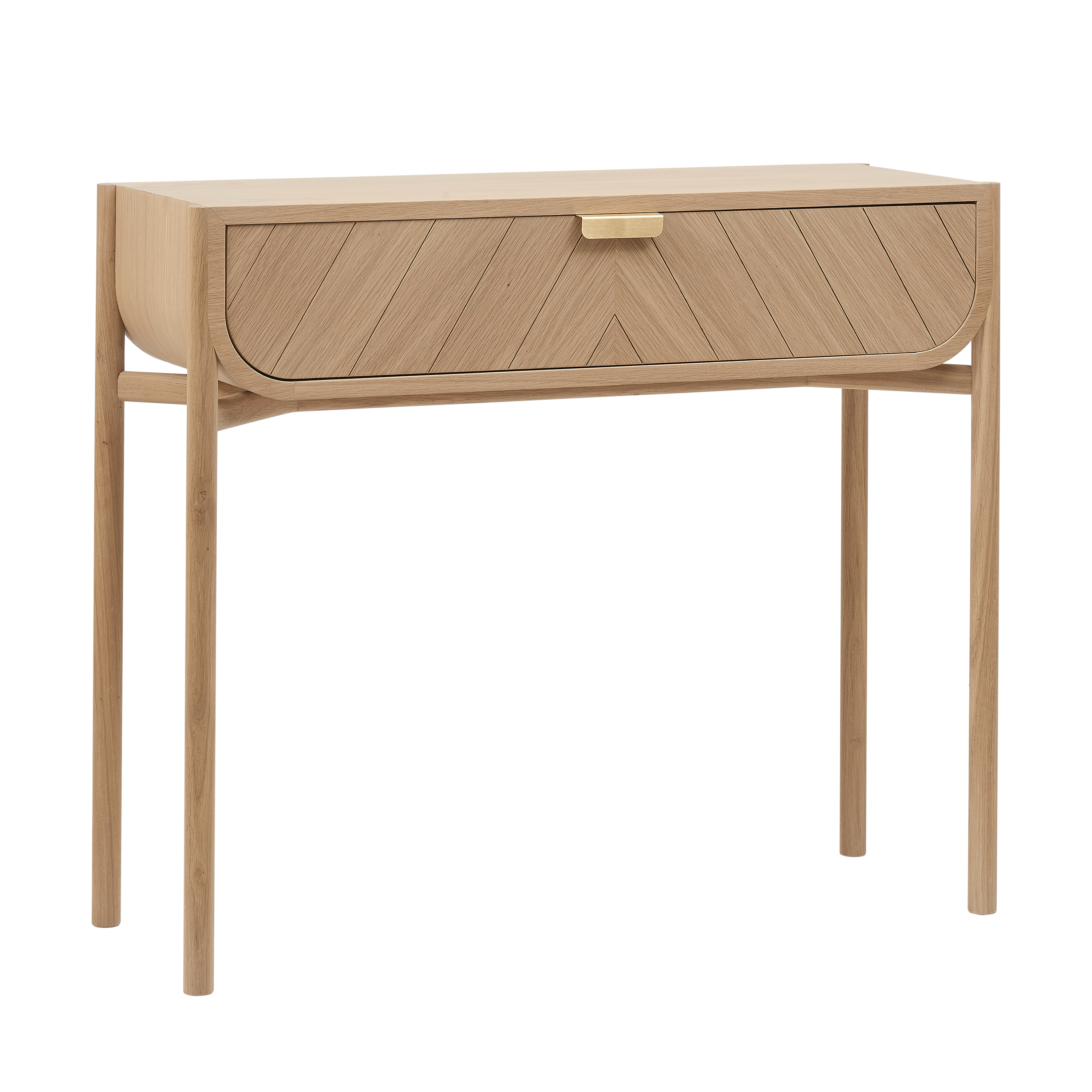 Console en chêne avec 1 tiroir, poignée en laiton, MARIUS, HARTO