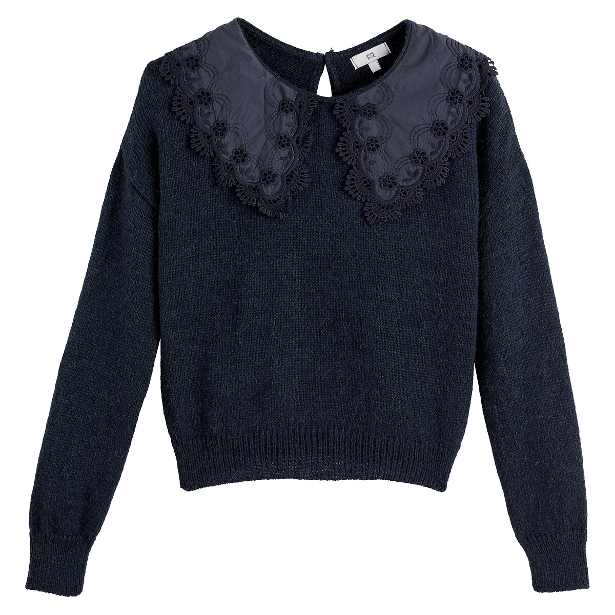 system Diplomat entanglement 2-in-1 jumper/sweater with oversize peter pan collar navy blue La Redoute  Collections | La Redoute