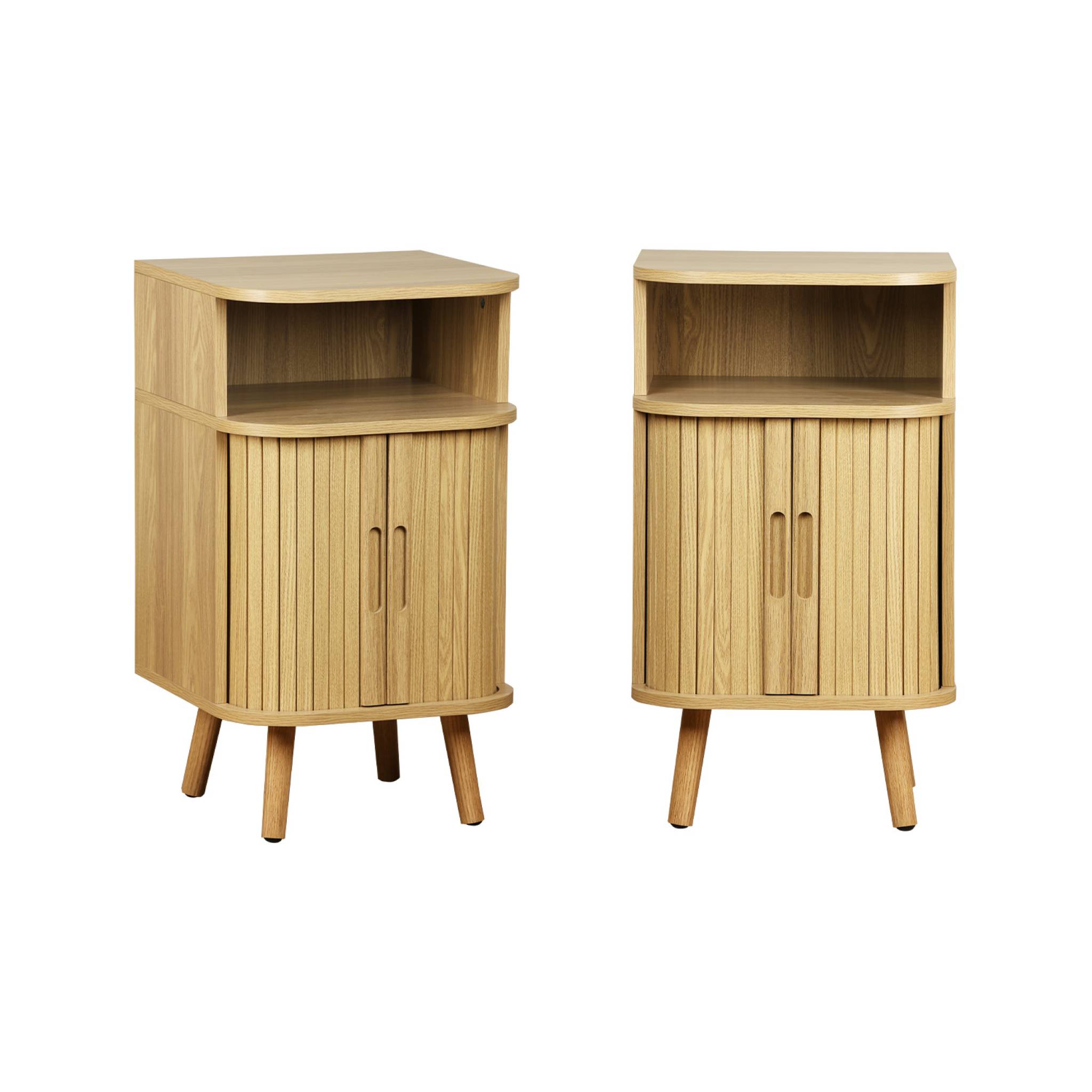 Table de chevet scandinave décor bois 2 portes coulissantes (lot de 2) LEGACY, SWEEEK