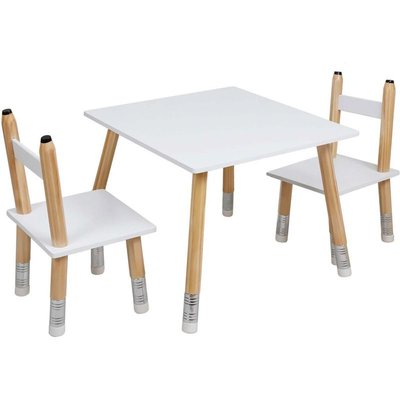 Ensemble table et 2 chaises pour enfants en bois Crayon CMP