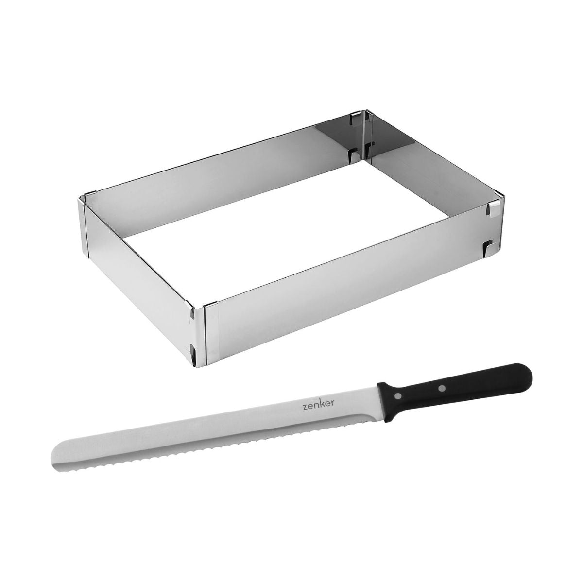 Cadre à gâteaux rectangulaire réglable et couteau, ZENKER
