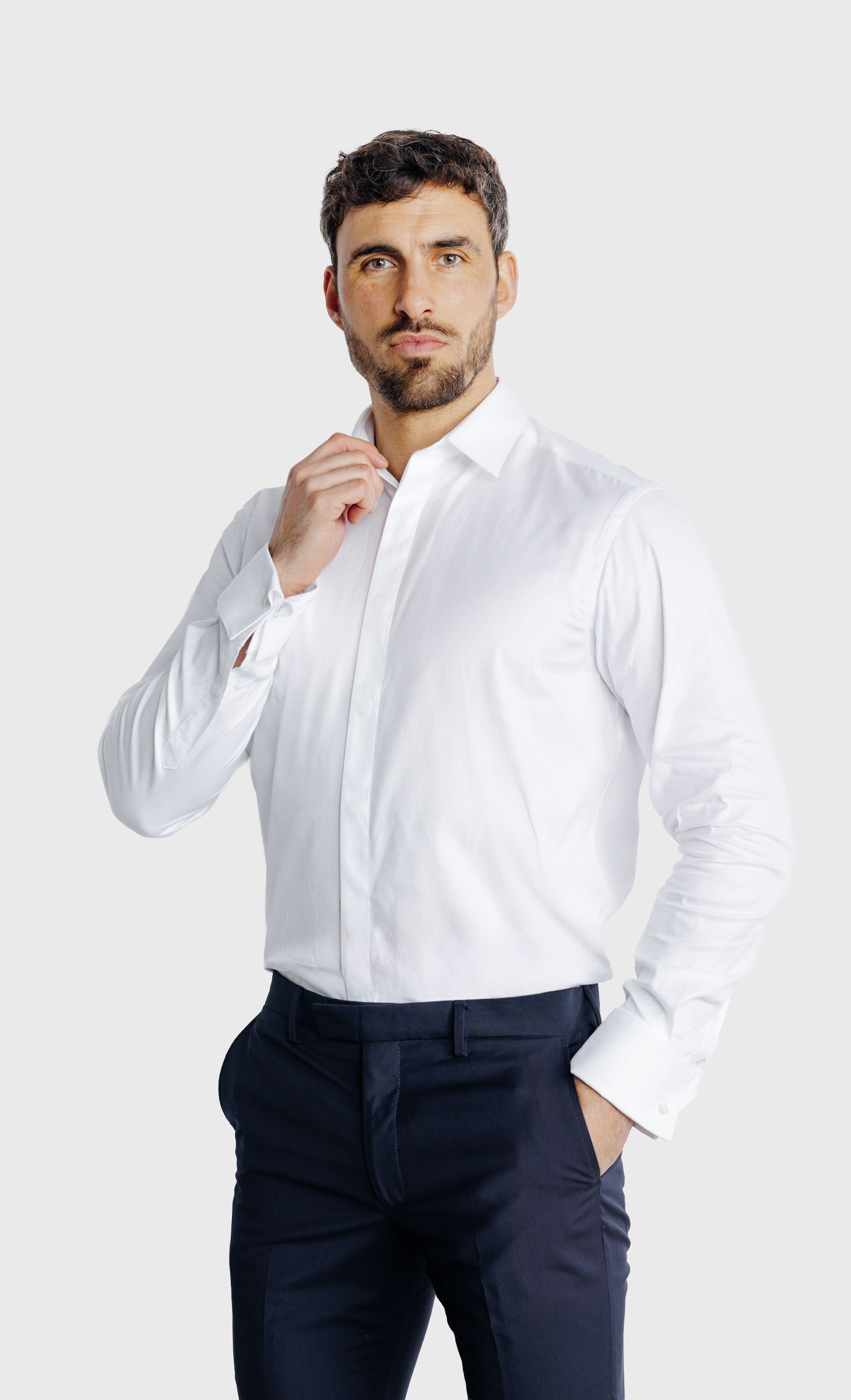 Chemise Regular fit Cérémonie double retors à poignets mousquetaires, ACROSS