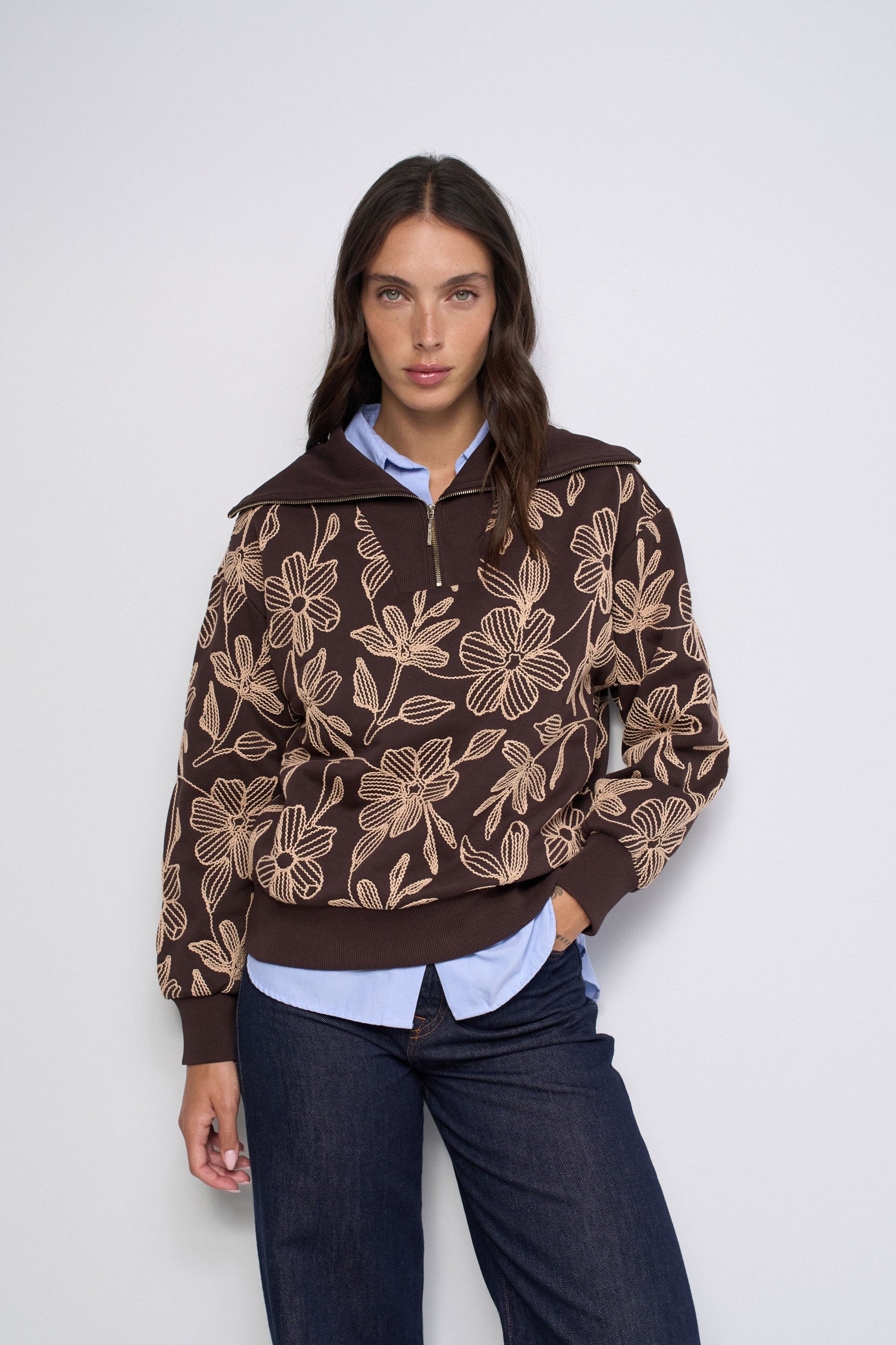 SWEAT À DEMI-ZIP AVEC BRODERIES, SALSA JEANS