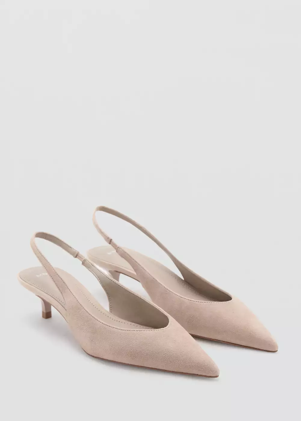 Chaussures en daim à talon kitten, MANGO