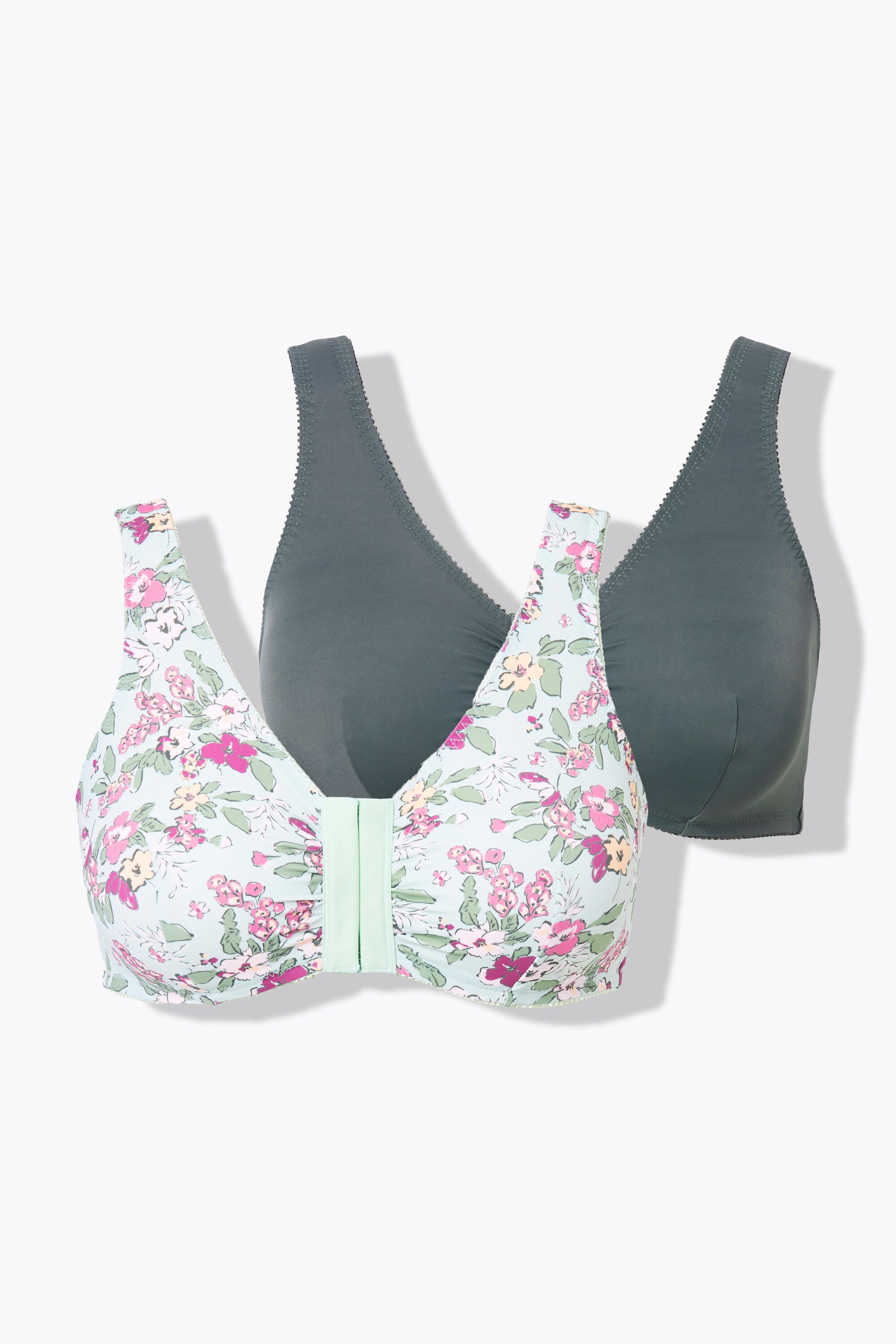 Lot de 2 brassières, fleurs/uni, ULLA POPKEN
