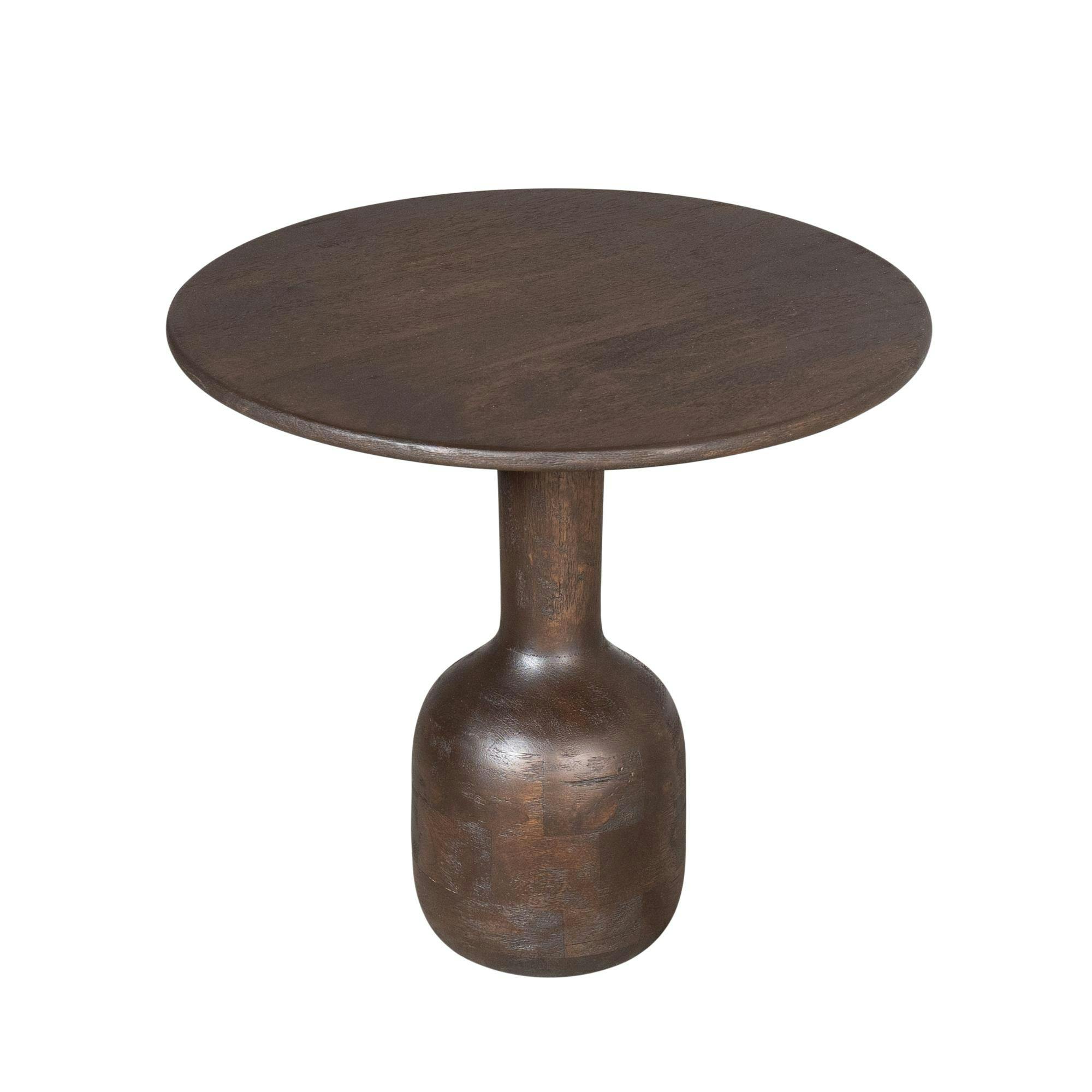 Petite table ronde bois foncé pied bouteille ALMA, PIER IMPORT