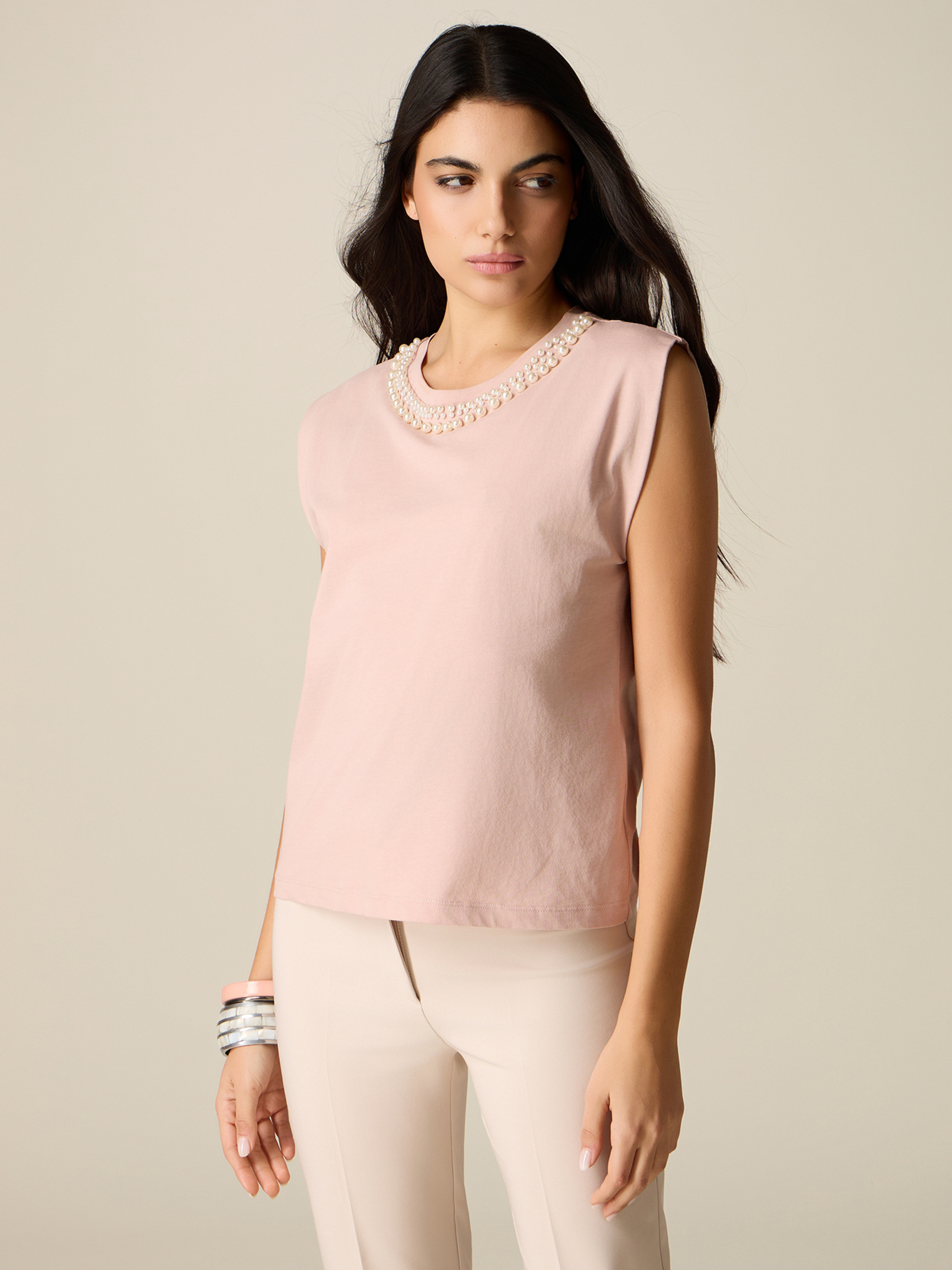 T-shirt avec perles, OLTRE