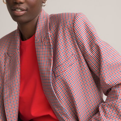 Recycled Double-Breasted Blazer in Check Print LA REDOUTE COLLECTIONS
