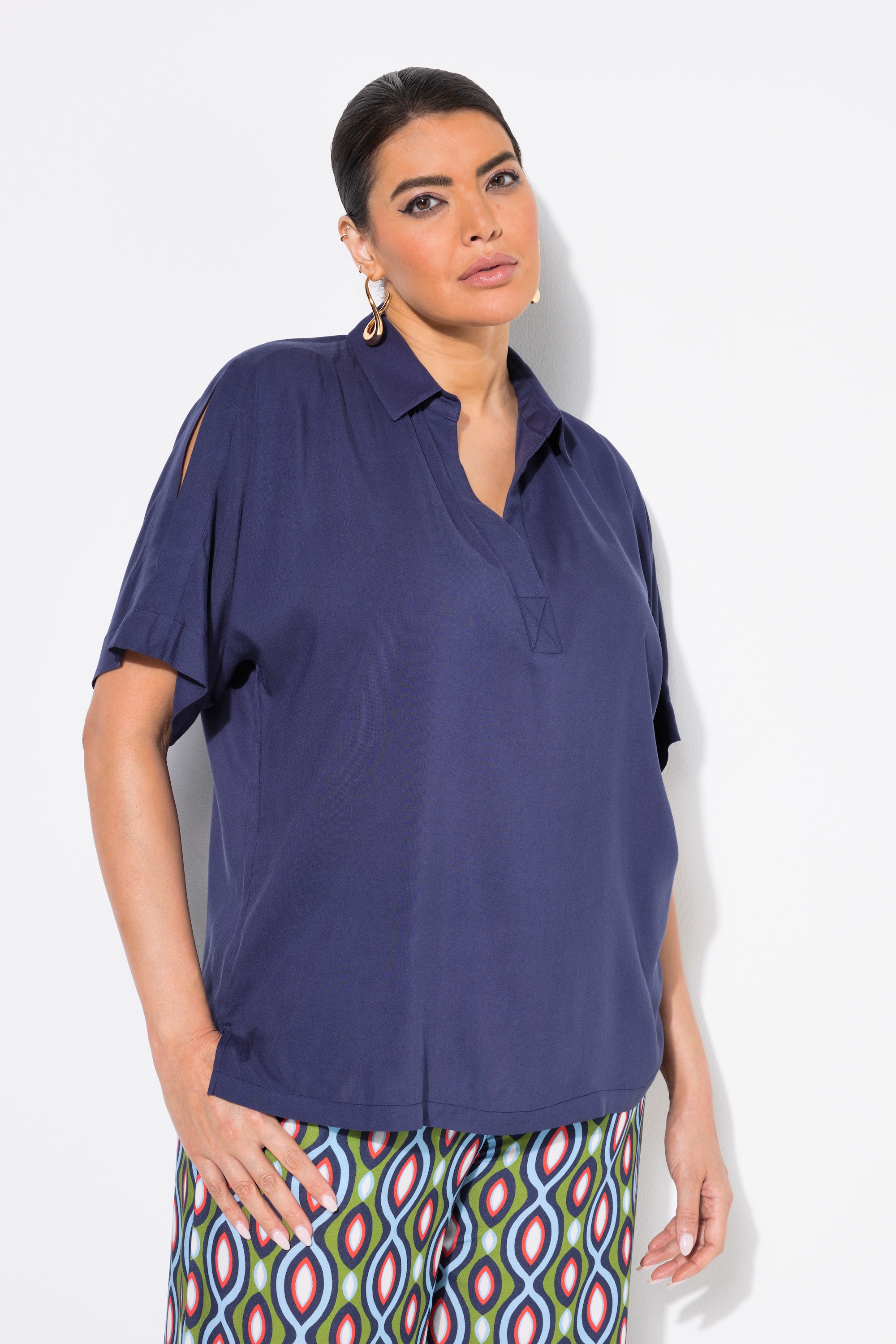 Blouse oversize. Col chemise et, ULLA POPKEN