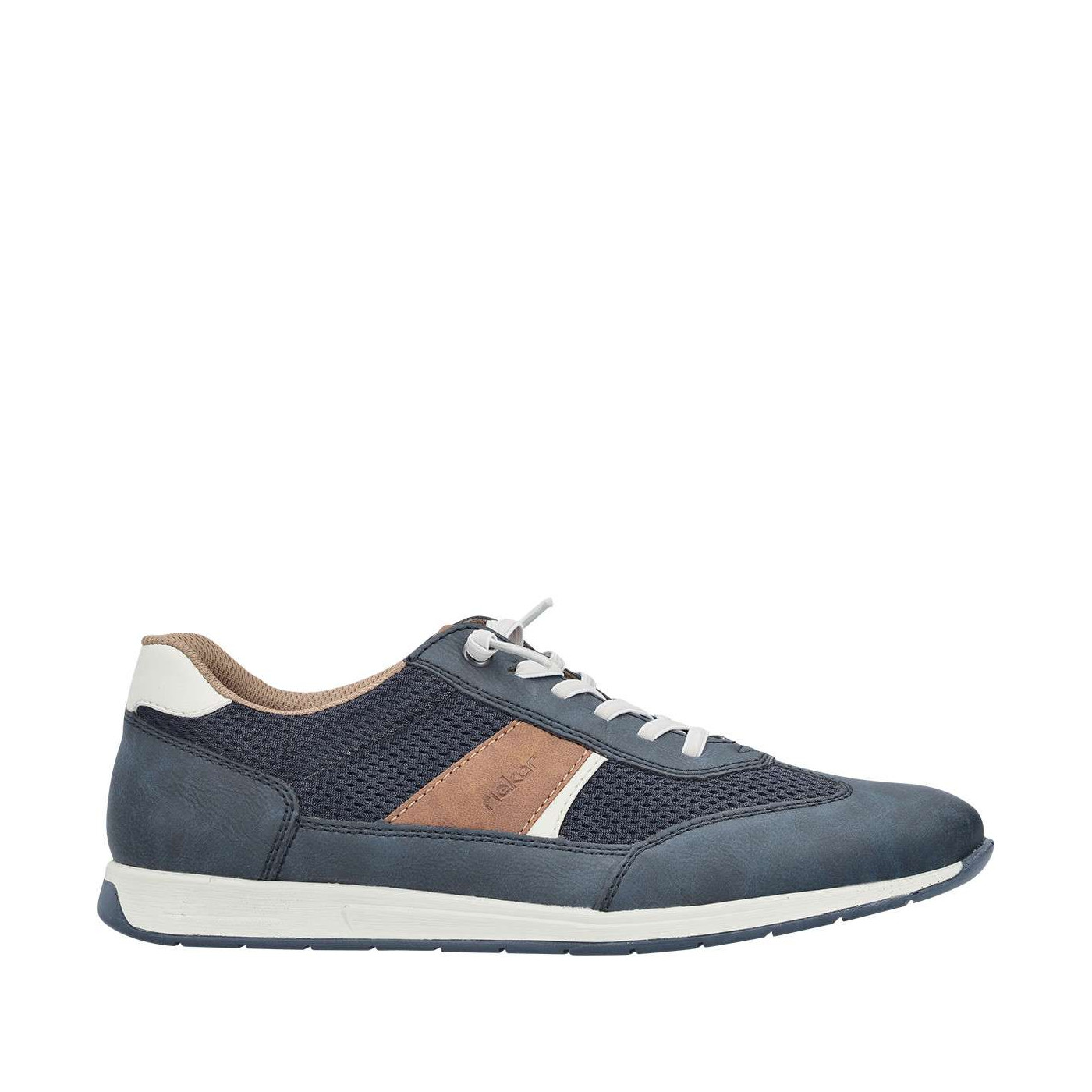 Baskets running bleu marine à talon plat avec des lacets élastiqués, RIEKER
