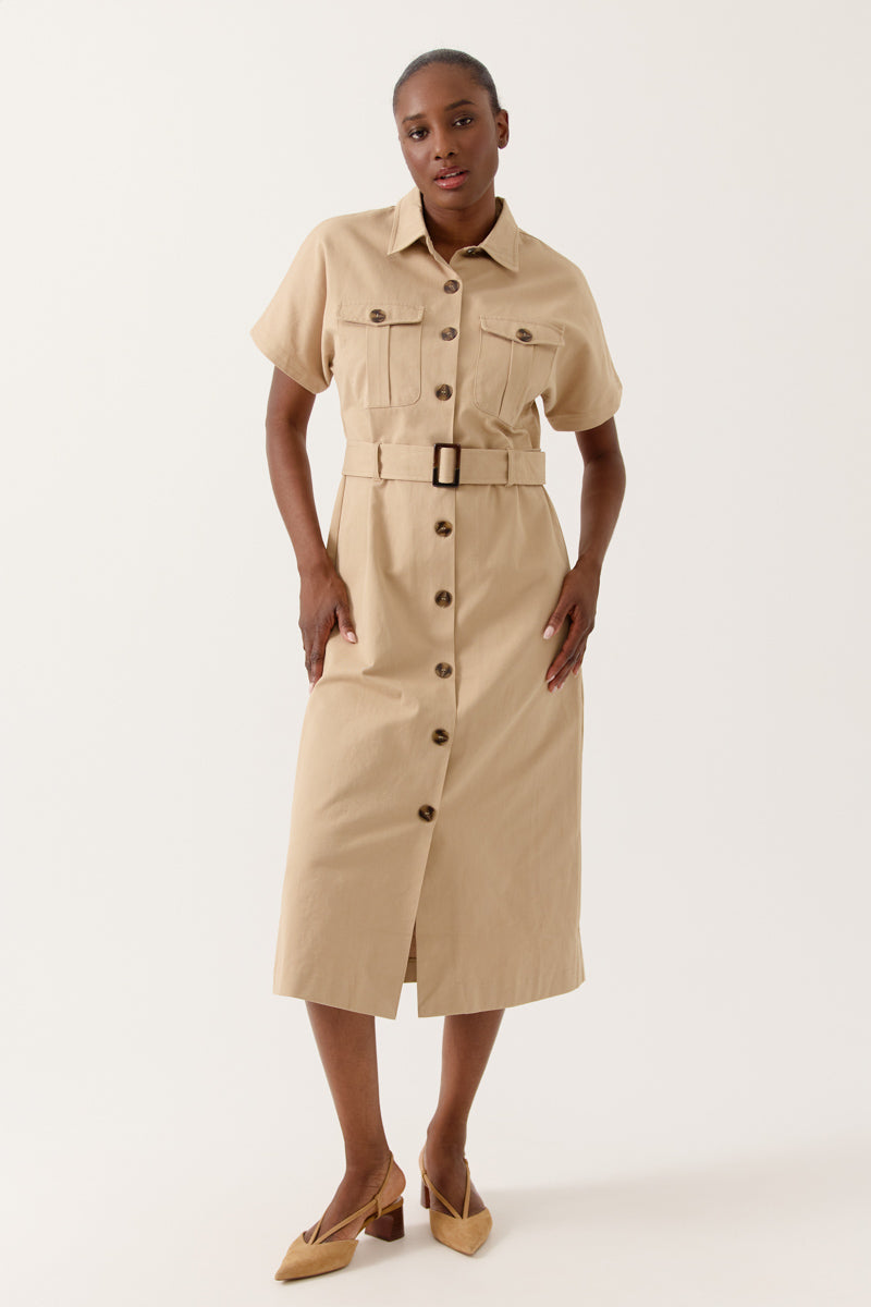 Robe chemise midi ceinturée à manches courtes Lysora, ARTLOVE