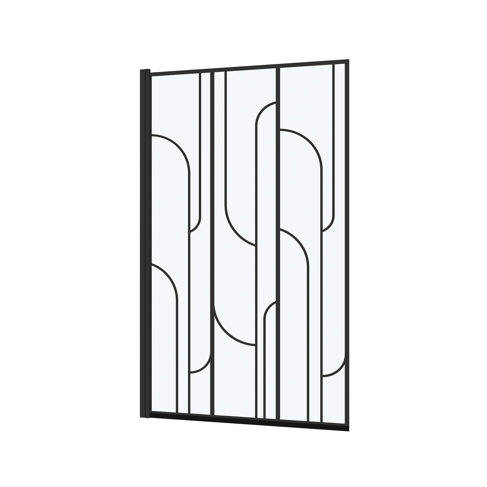 Pare-baignoire rabattable en verre trempé sérigraphié Art déco, HOME MAISON