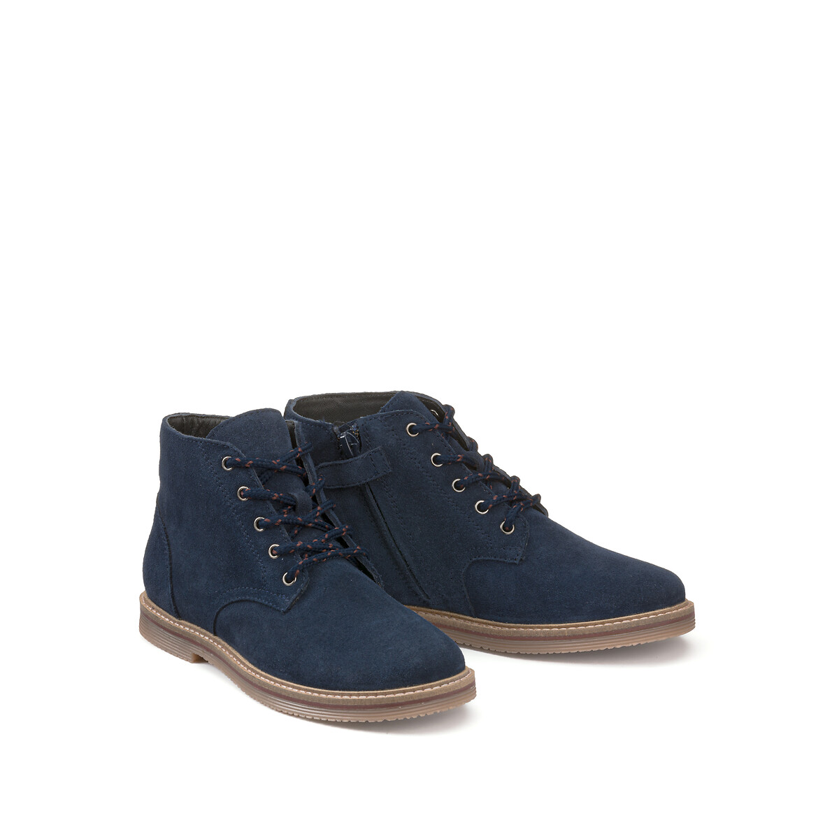 Kids Leather Zipped Ankle Boots with Laces, LA REDOUTE COLLECTIONS