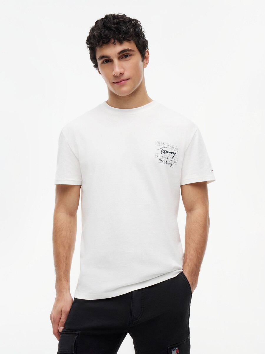 T-shirt manches courtes logo drapeau, TOMMY JEANS