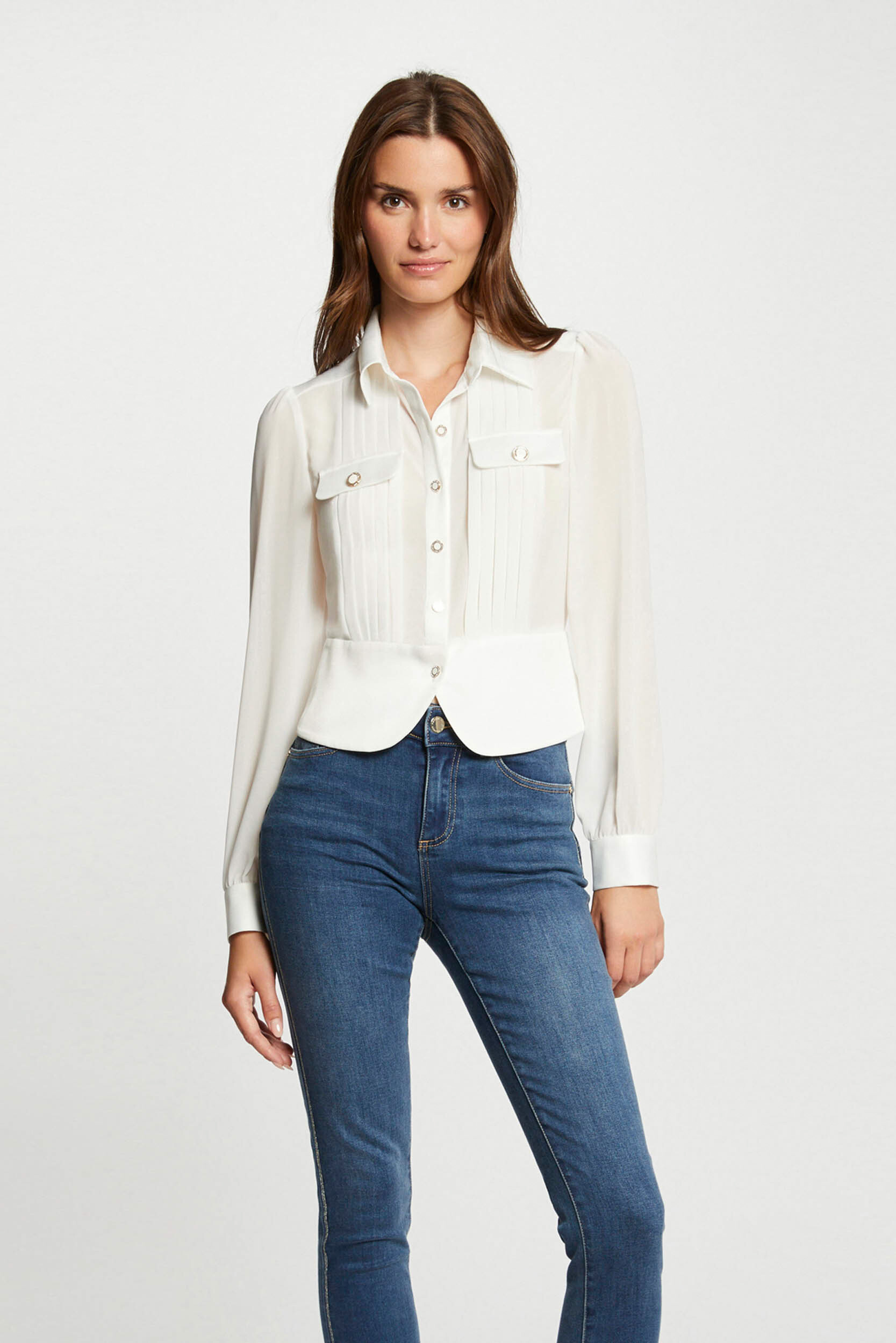 Chemise manches longues avec plis, MORGAN