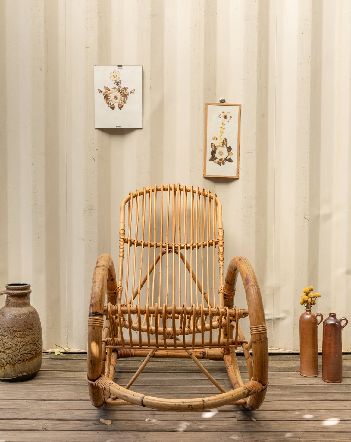 Rocking-chair en rotin Alibert N°97 - Bon état, DEBONGOUT