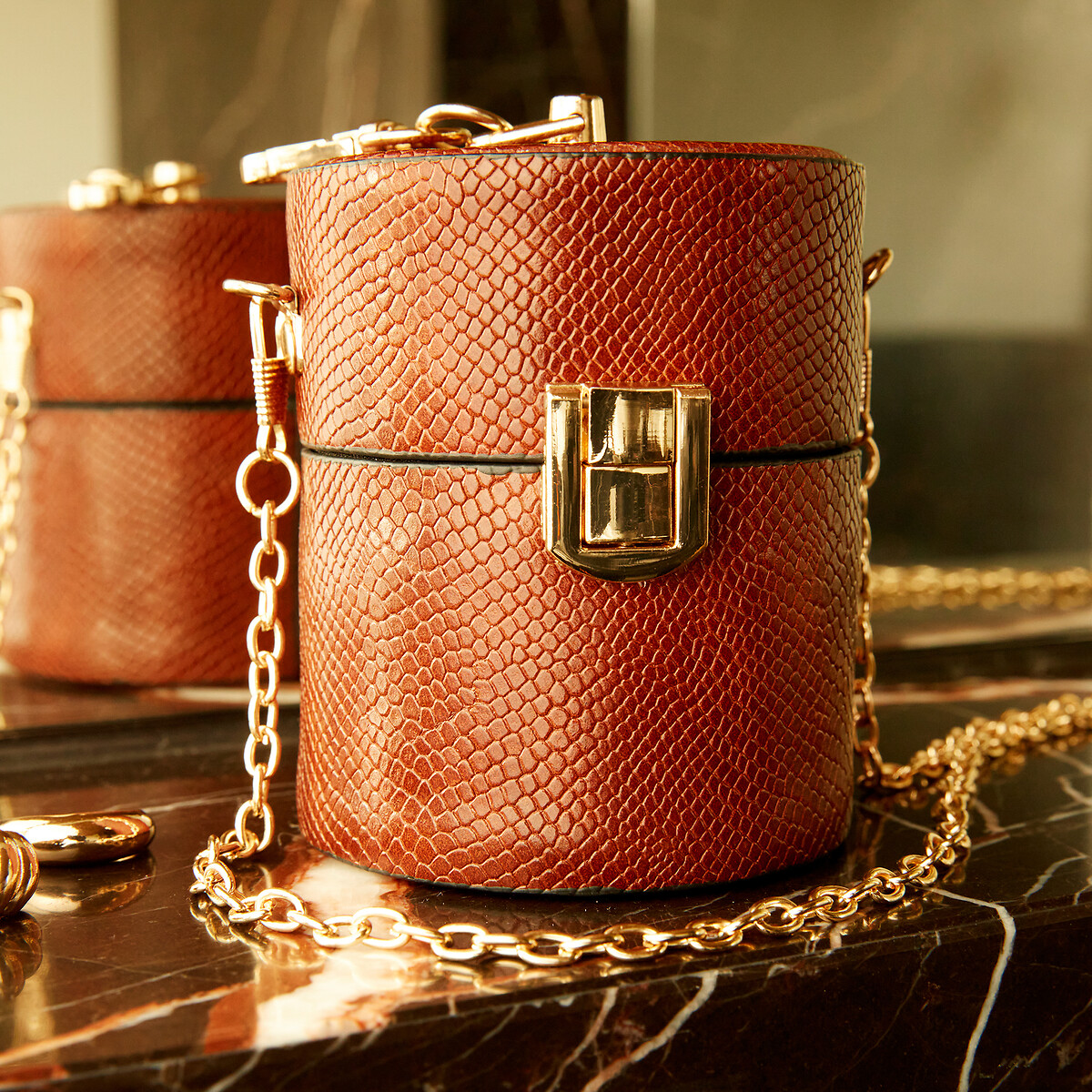 Bolso bombonera camel La Redoute Collections | La Redoute