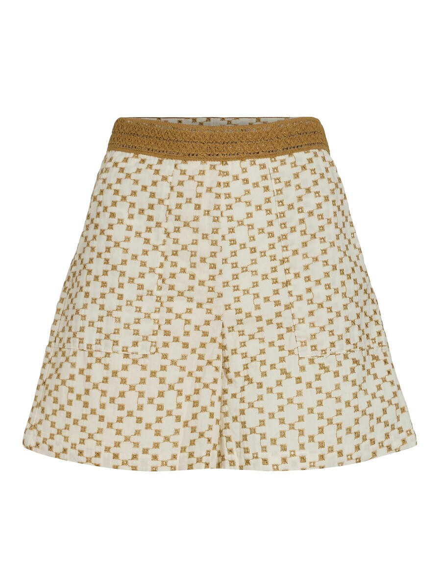 Geborduurde short met hoge taille