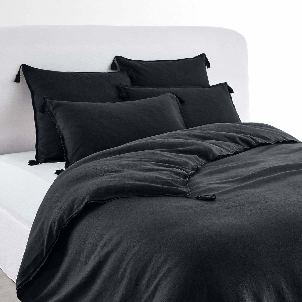 Carly Tassel 100% Washed Linen Duvet Cover