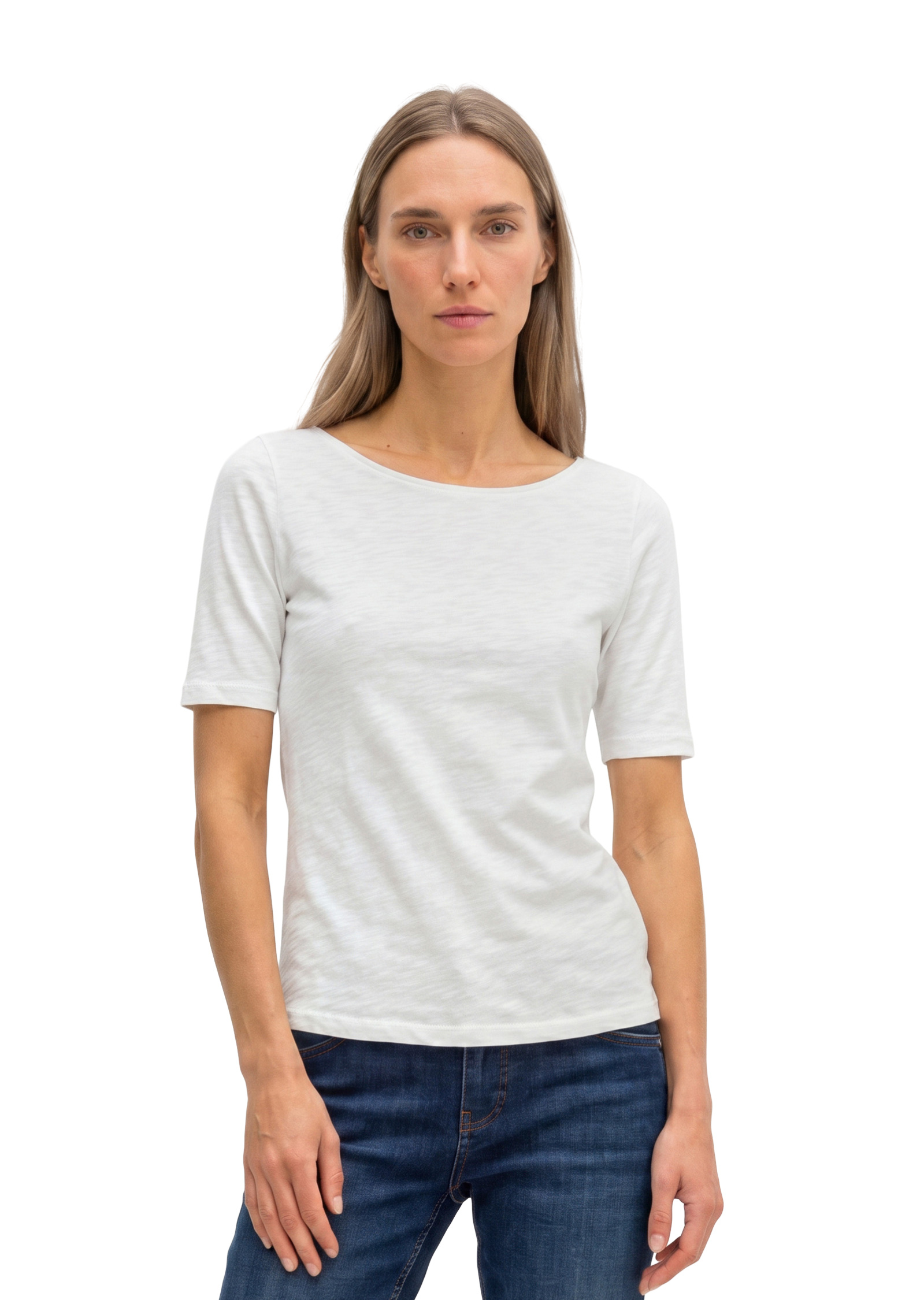 T-shirt en jersey slub regular à encolure bateau, MARC O'POLO