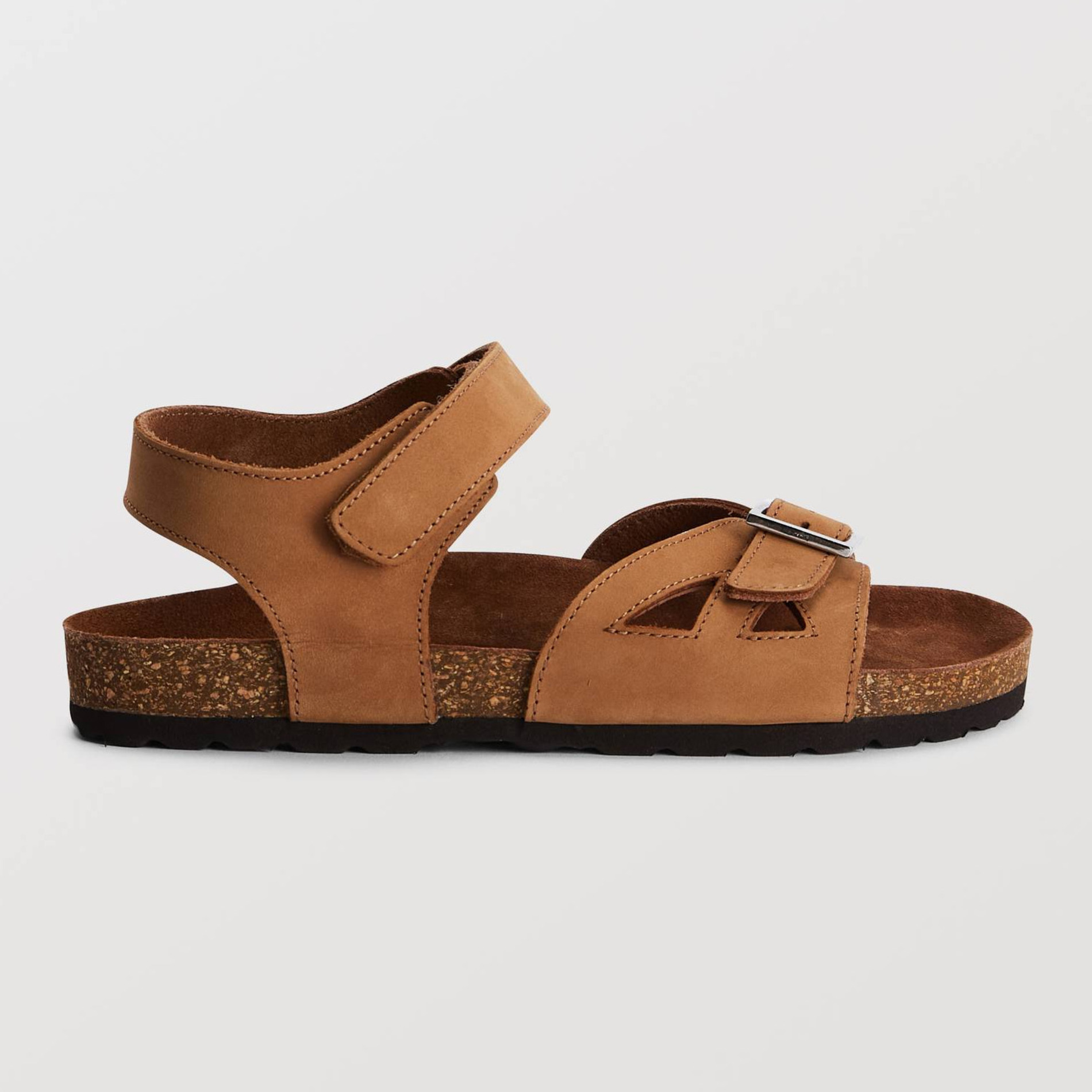Sandales à scratch en cuir responsable, MONOPRIX