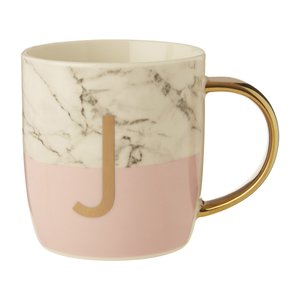 Bone China Marble/Pink J Alphabet Mug SO'HOME image