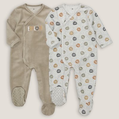 Pack of 2 Sleepsuits in Lion Print Velour LA REDOUTE COLLECTIONS