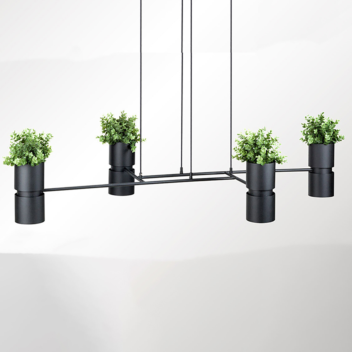 Suspension Acier Noir GU10 4 Kukkia, EDEN