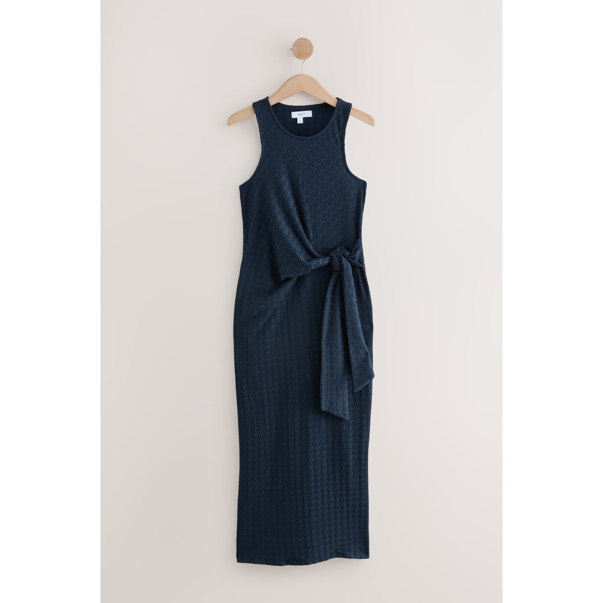 Robe longue en jersey texturé à taille nouée, NEXT