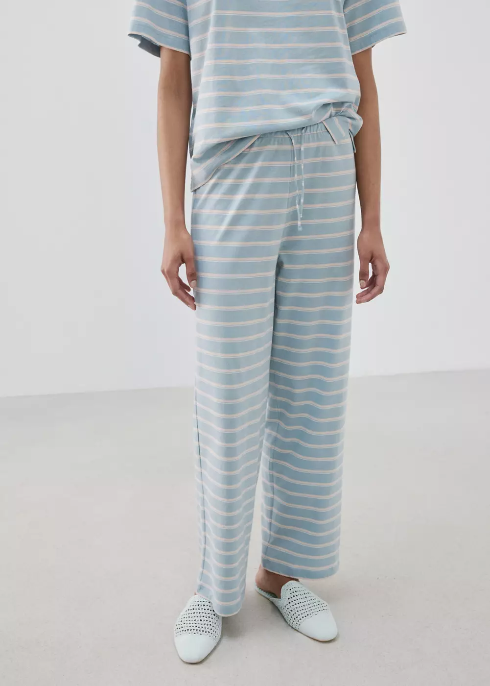 Pantalon pyjama coton rayures, MANGO