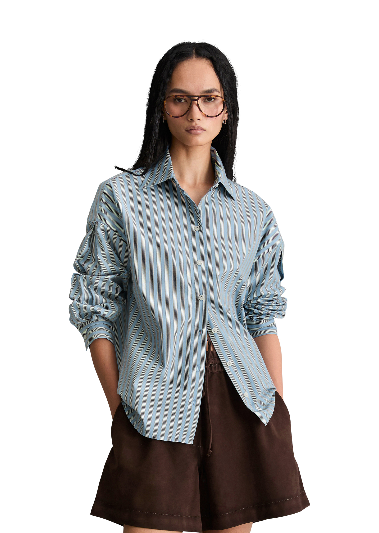 Blouse à rayures regular en popeline papertouch rayée, MARC O’POLO DENIM