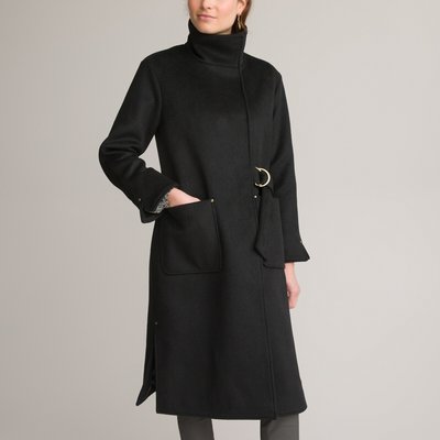 Recycled Long Asymmetric Coat with Tie Fastening ANNE WEYBURN