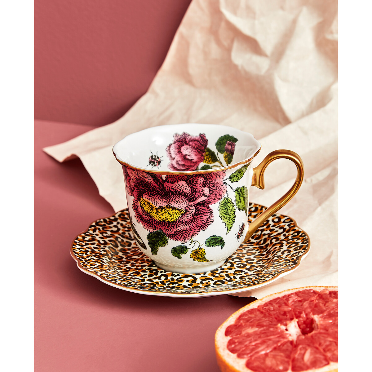Creatures of Curiosity Floral Teacup & Saucer, SPODE