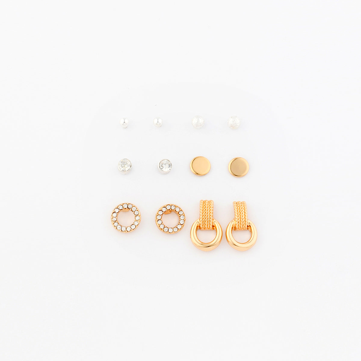 Set de 6 paires de puces d'oreilles dorées, BALABOOSTE