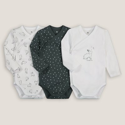 Pack of 3 Newborn Bodysuits in Printed Organic Cotton LA REDOUTE COLLECTIONS