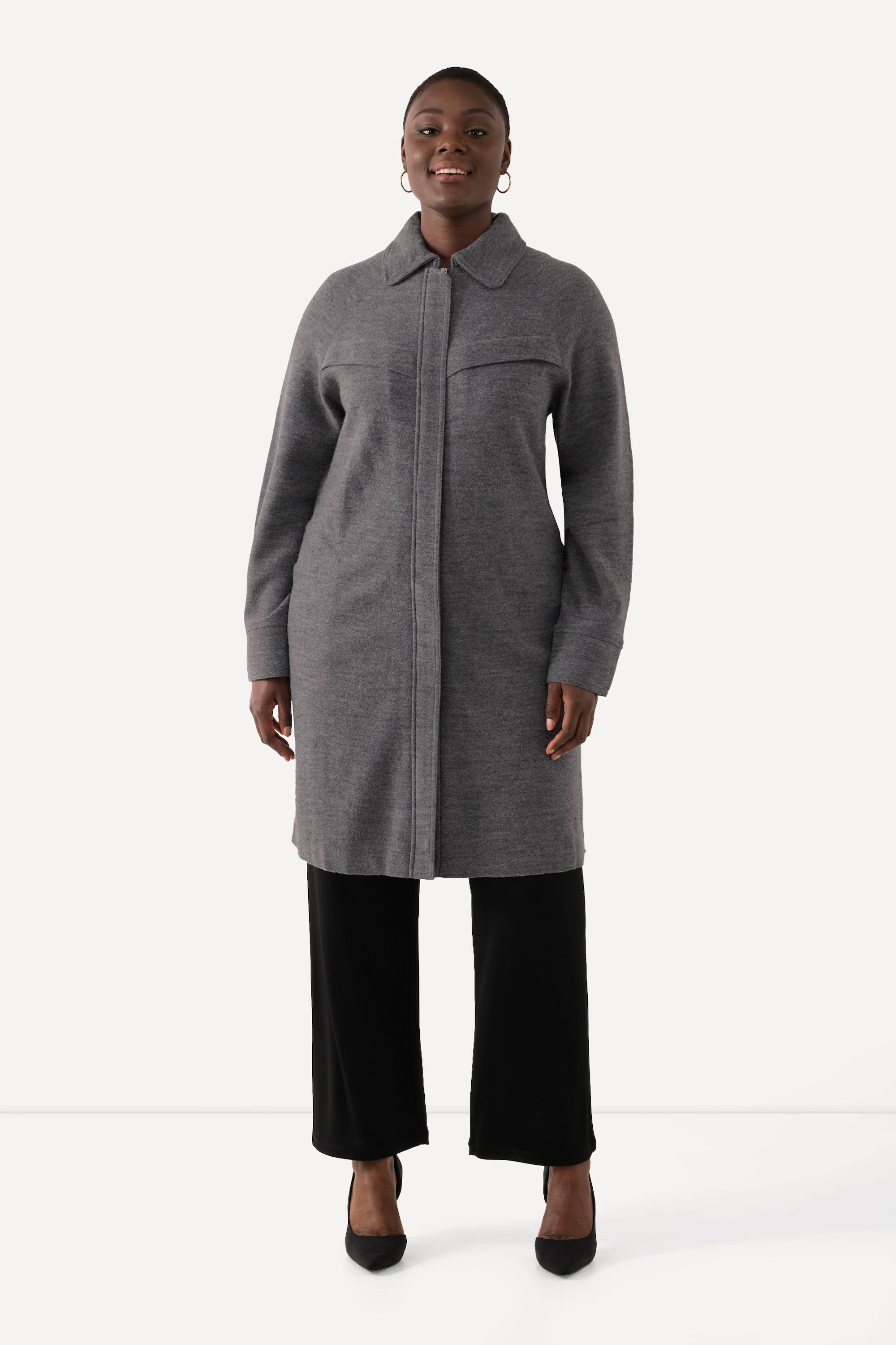 Manteau en laine bouillie avec col chemise, ULLA POPKEN