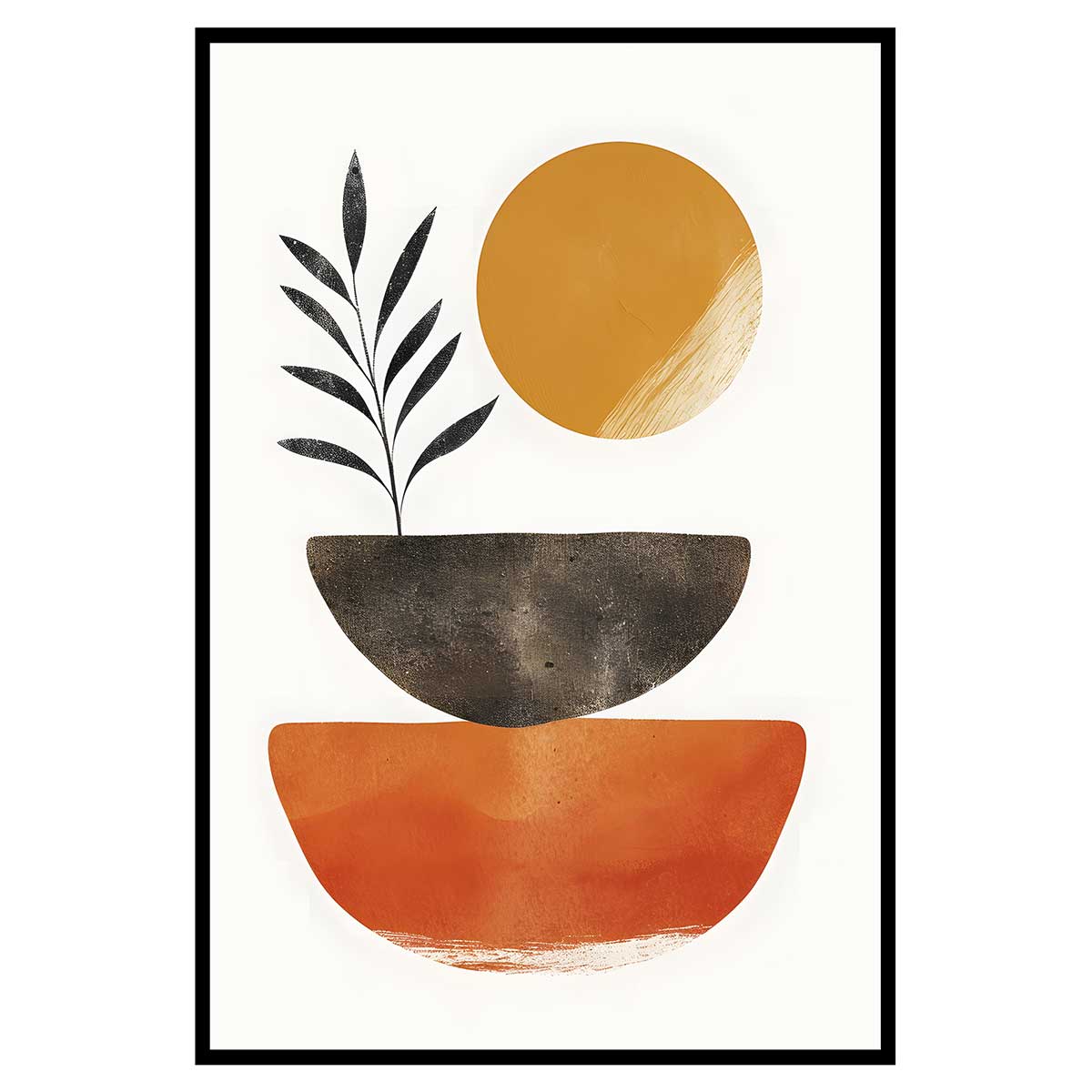 Affiche encadrée équilibre abstrait naturel, HEXOA