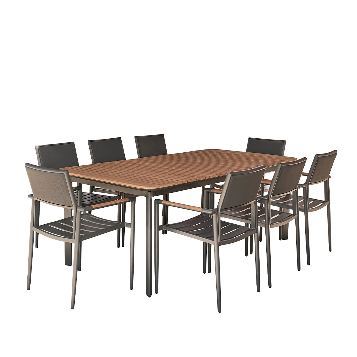 Salon de jardin en teck et aluminium 6/8 places SIENA, BERAH GETAH