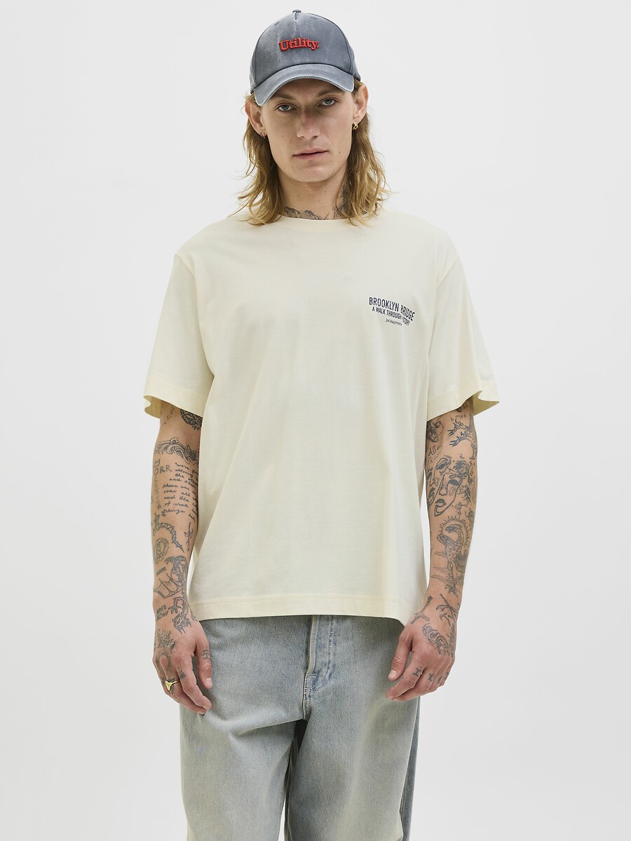 T-shirt col rond imprimé dos, JACK & JONES