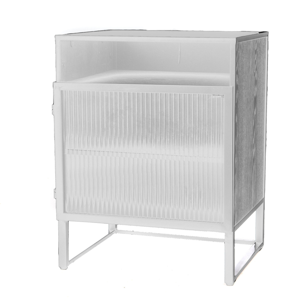 Table de chevet he en bois métal et verre L38 cm Rico, AMADEUS