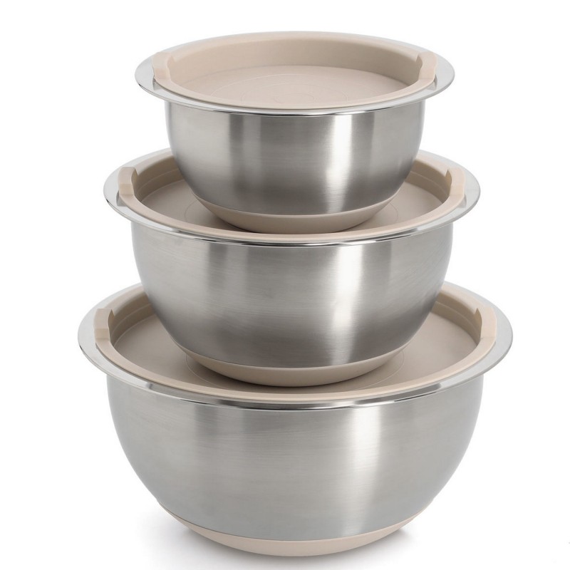 Bols acier inoxydable couvercle set de 3, ZELLER PRESENT
