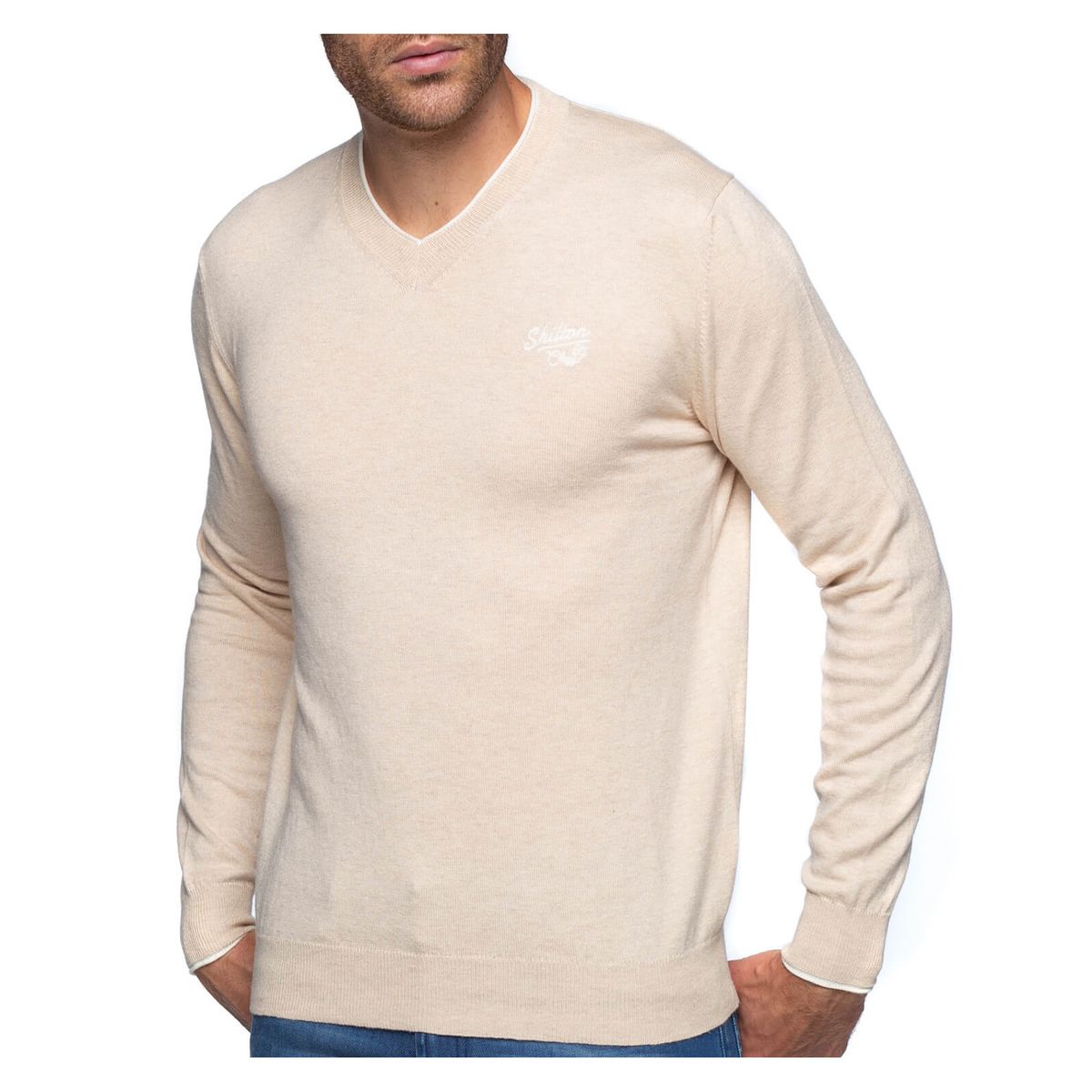 iClosam Pull Homme col V Cardin Hommes Pull en Maille Pull en Coton Classiques 