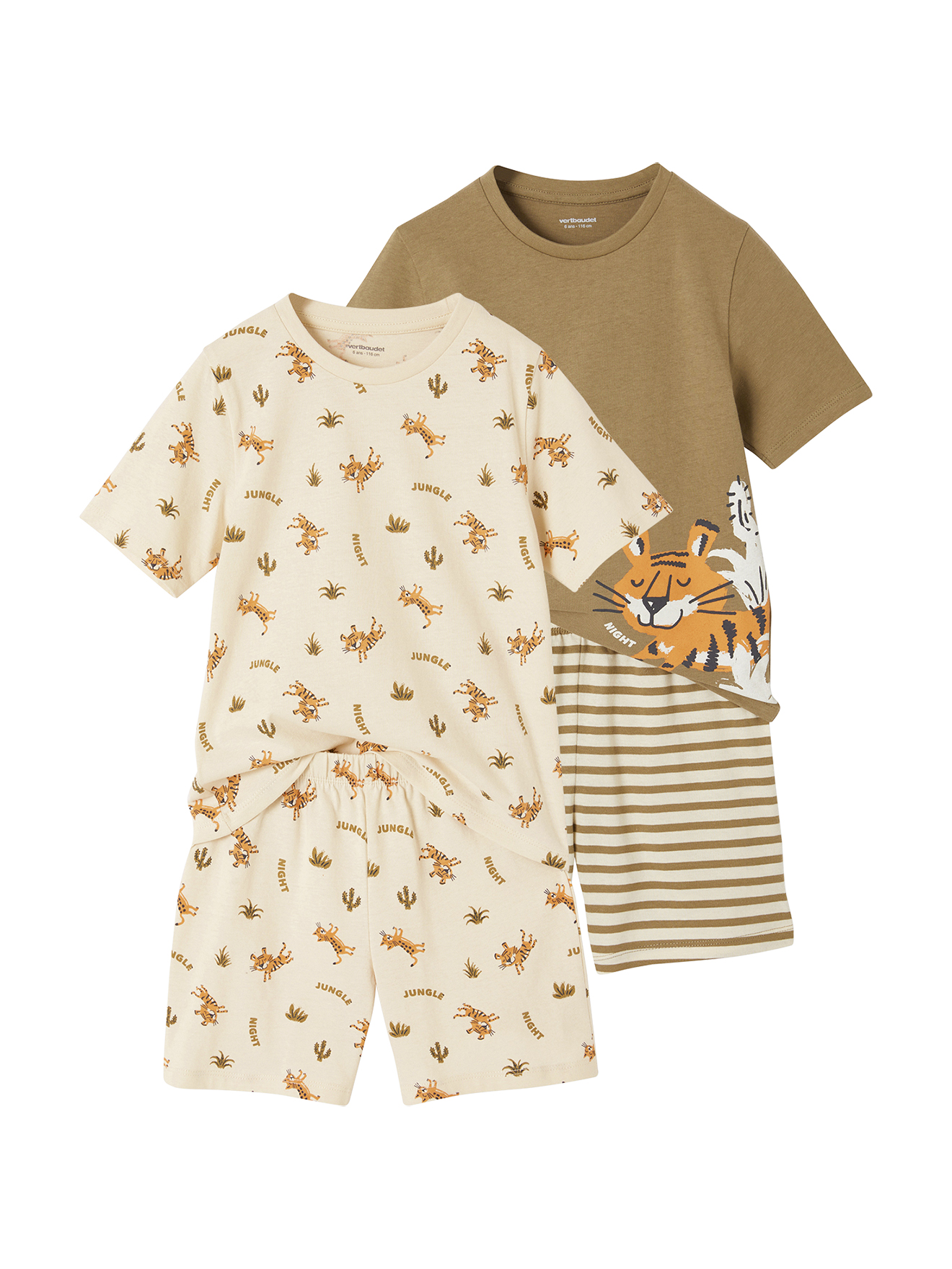 Lot de 2 pyjashorts tigre, VERTBAUDET