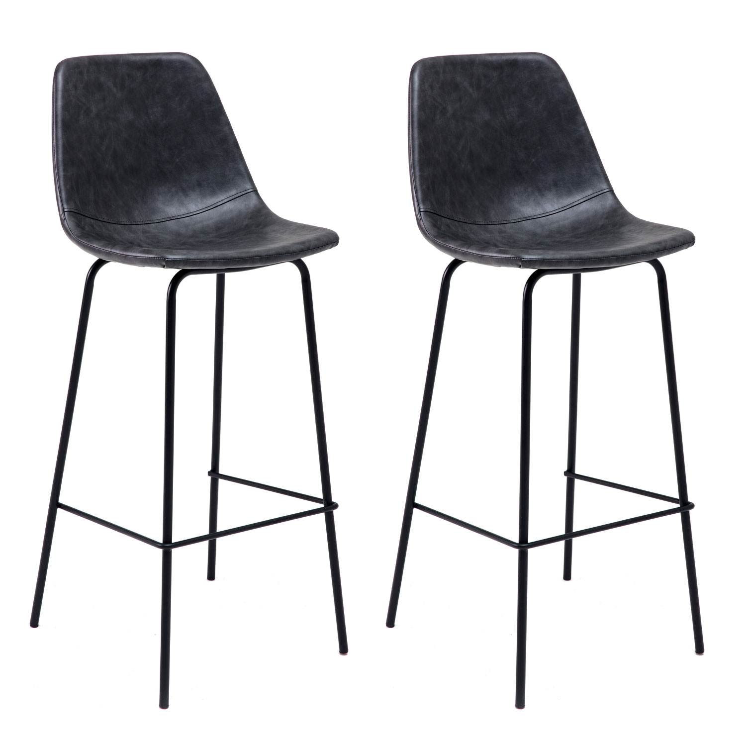 Lot de 2 tabourets de bar vintage, LUCIEN, HAPPY GARDEN